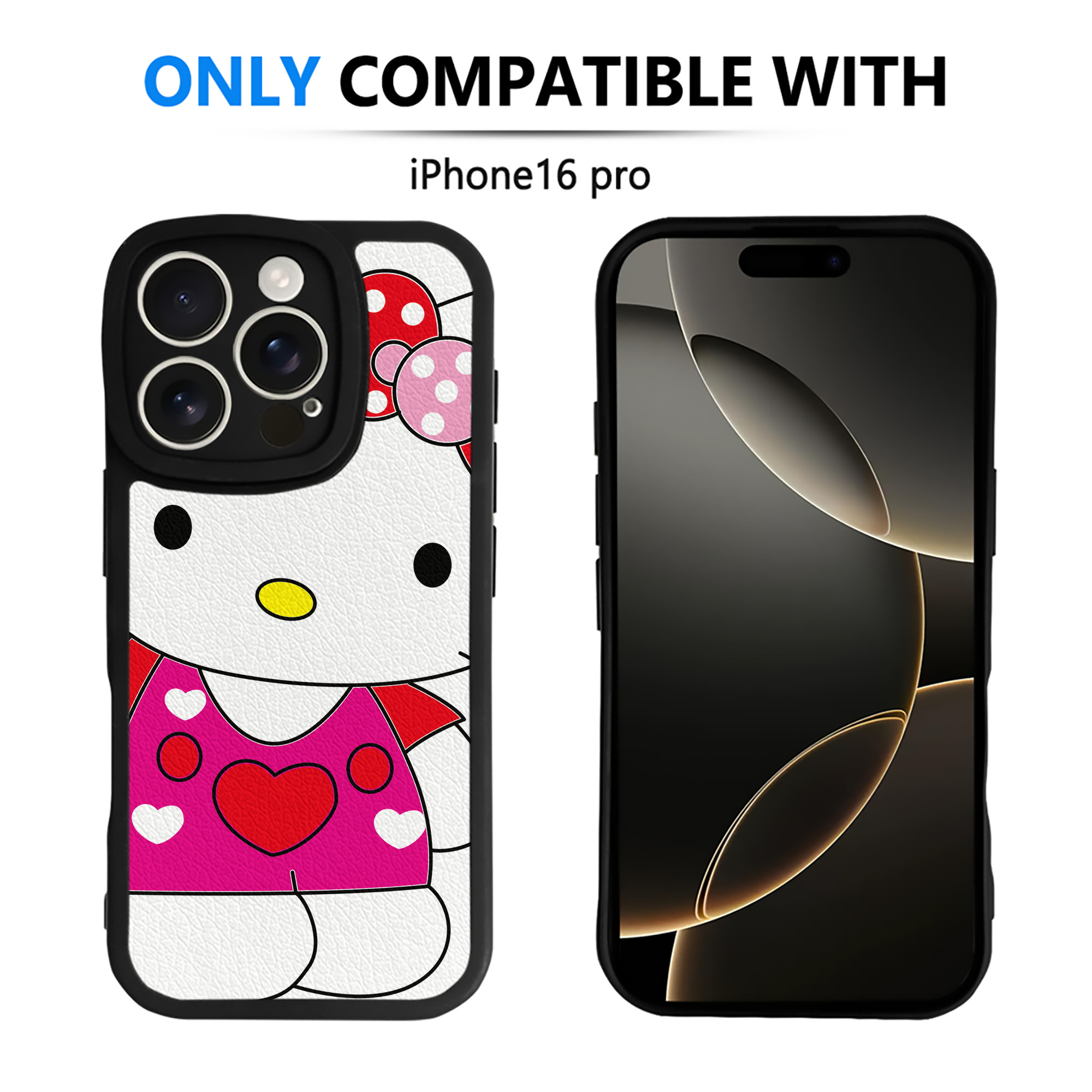 （画像用） Hello Kitty ハローキティ 【iPhone 16シリーズ対応】シリコンスマホケース（レザー調） 材質：シリコン